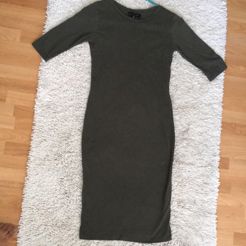 Army Green Half Sleeve Dress